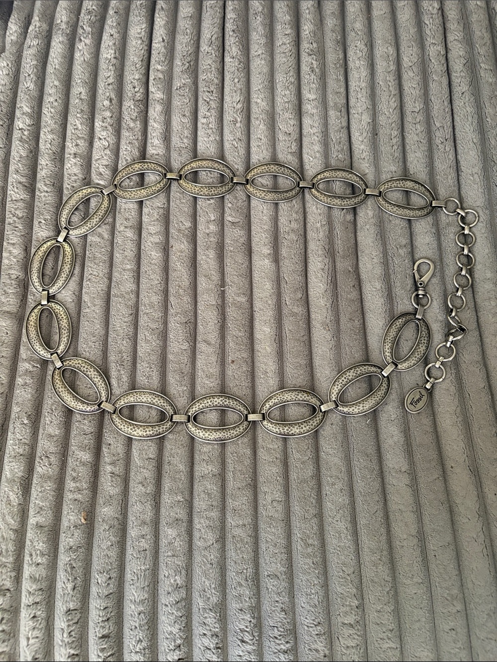 Fossil Textured Oval Link Women's Belt - Antique 45 inches long